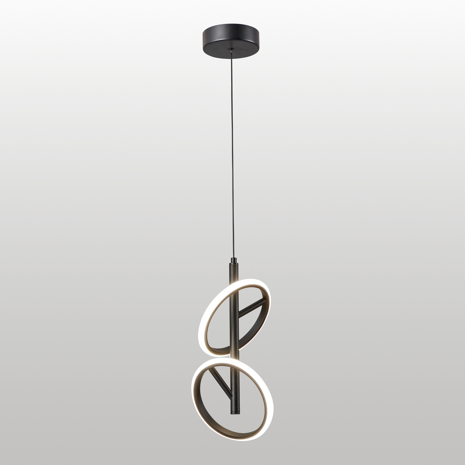 Изображение товара Подвесной светильник Lussole Kimble с двумя кольцевыми плафонами 20W нейтральный белый черный