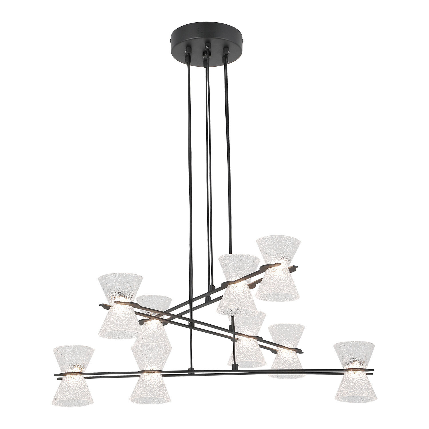 Изображение товара Люстра подвесная Lussole Sherman с 9 плафонами 13.5 м² черная с теплым белым светом