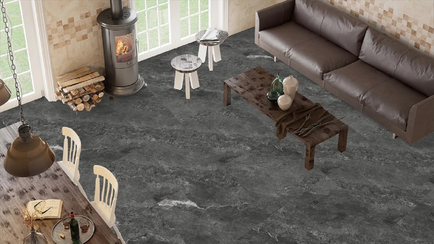 Изображение товара Керамогранит Duna Shadestone Nero Polish Sugar 60x60 см черный с эффектом камня