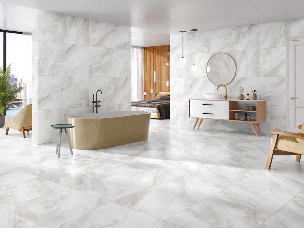 Изображение товара Керамогранит Duna Hydro RP-238597 60x120см белый мрамор крупный формат