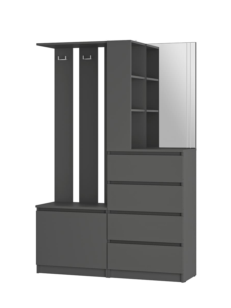 Изображение товара Комплект мебели для прихожей Bts МС Симпл 120.3x180.6x37.6 см ЛДСП цвет графит
