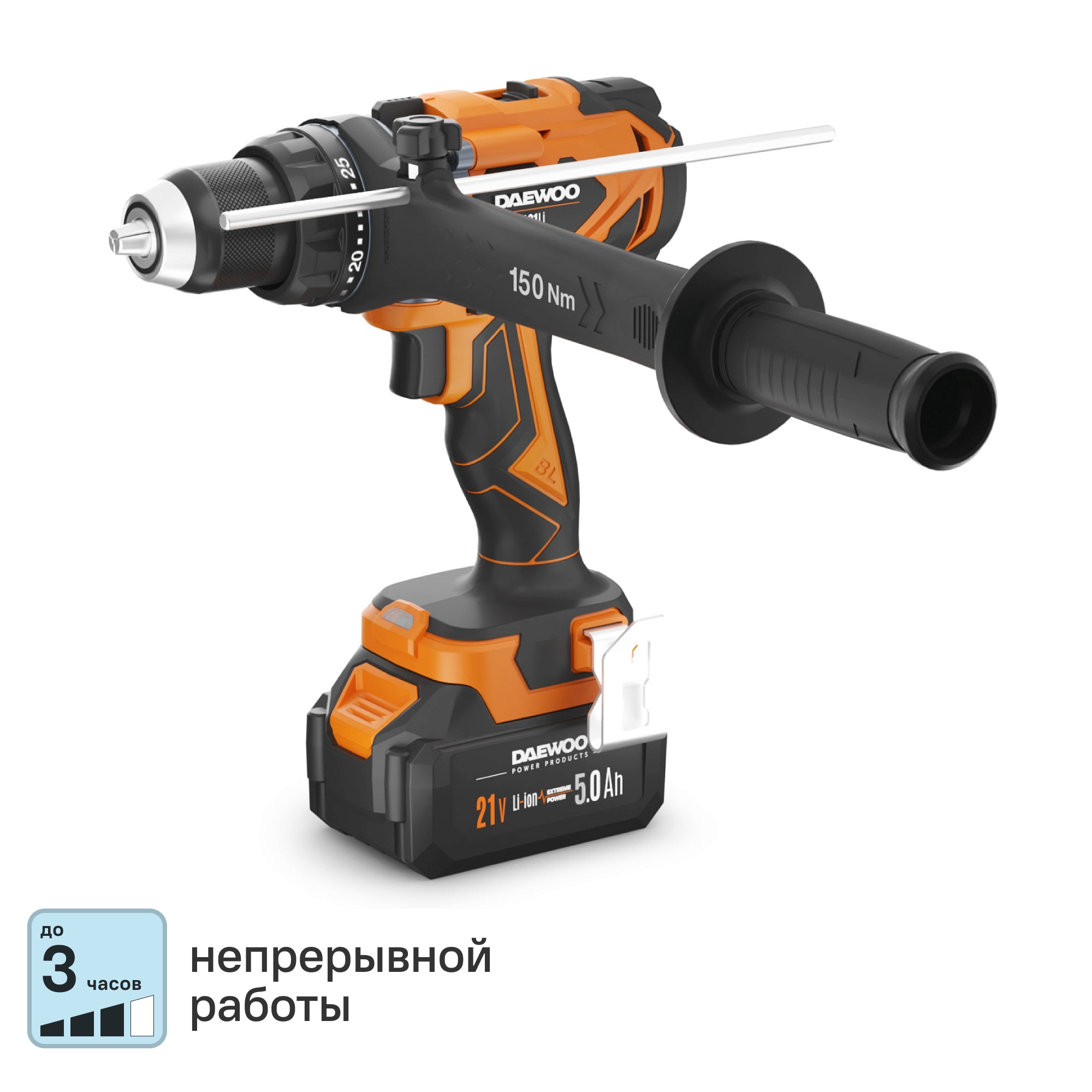 Изображение товара Аккумуляторный шуруповерт Daewoo DAA 7521Li Set 21 В с двумя батареями