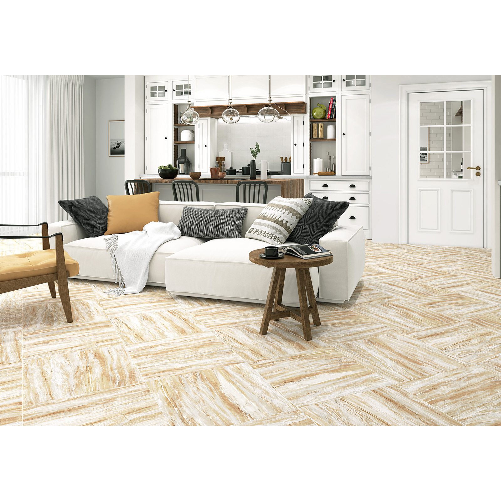 Изображение товара Напольная керамогранитная плитка Alma Ceramica Denver 600x600 мм Жёлтый / Золотой