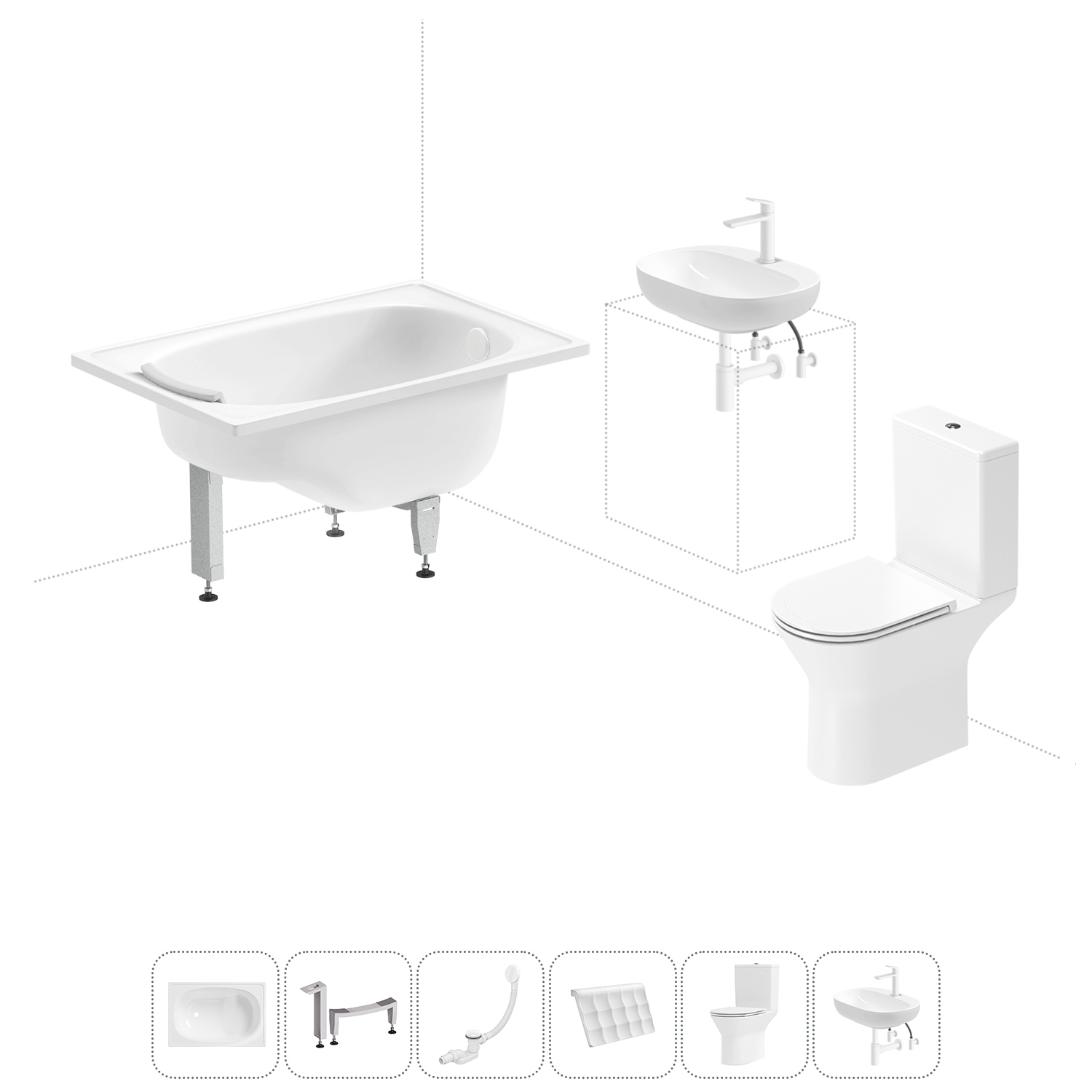 Изображение товара Комплект для ванной комнаты Санитана BLB Europa Mini с унитазом и раковиной