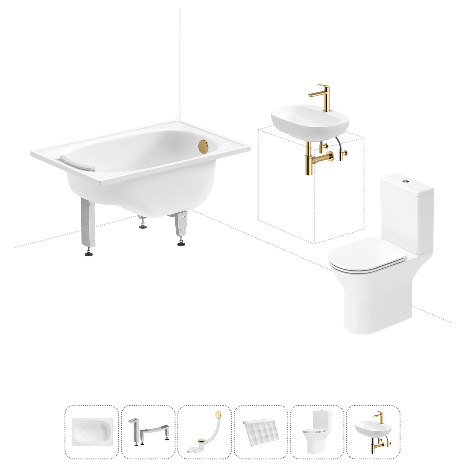 Изображение товара Стальная ванна Sanitana BLB Europa Mini 105x70 см с комплектом аксессуаров