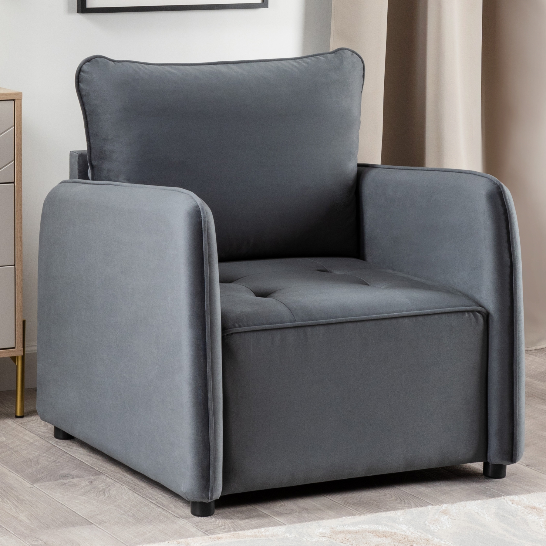 Изображение товара Кресло Ричард 80x85x88 см темно-серое из велюра для гостиной и офиса