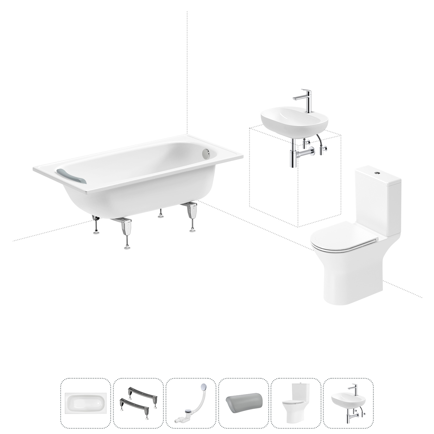 Изображение товара Ванна из стали Sanitana BLB Europa 130x70 см с унитазом и раковиной в комплекте