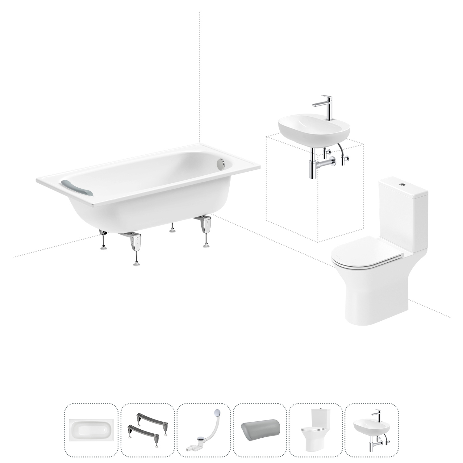 Изображение товара Комплект для ванной комнаты Sanitana BLB Europa, унитаз Lavinia Boho, раковина Wellsee