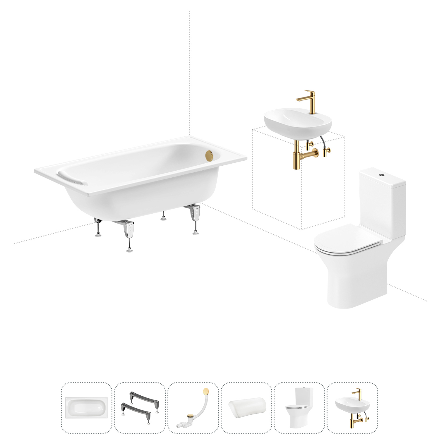 Изображение товара Ванна Sanitana BLB Europa 140x70 см с унитазом и раковиной