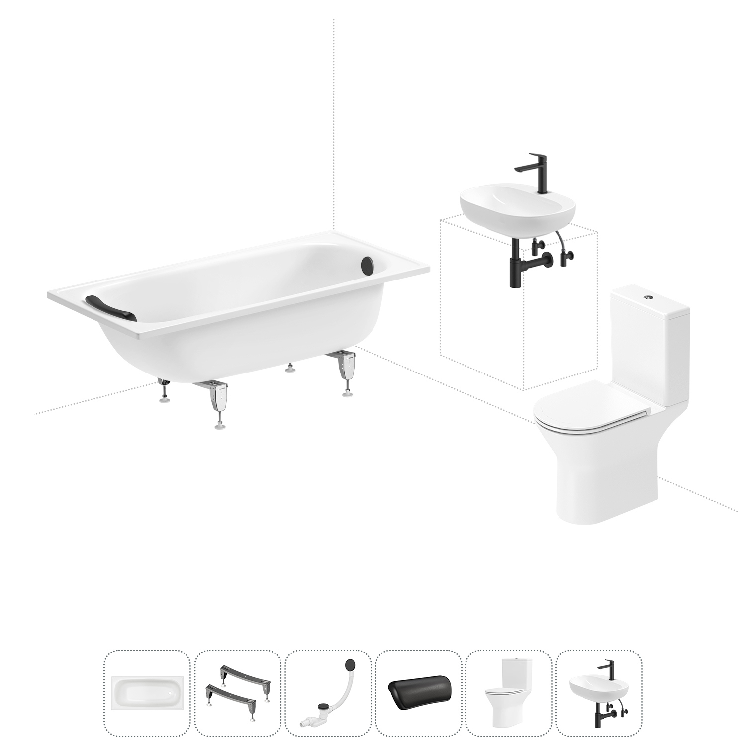 Изображение товара Ванна из стали Sanitana BLB Europa 150x70 см с унитазом и раковиной комплекс