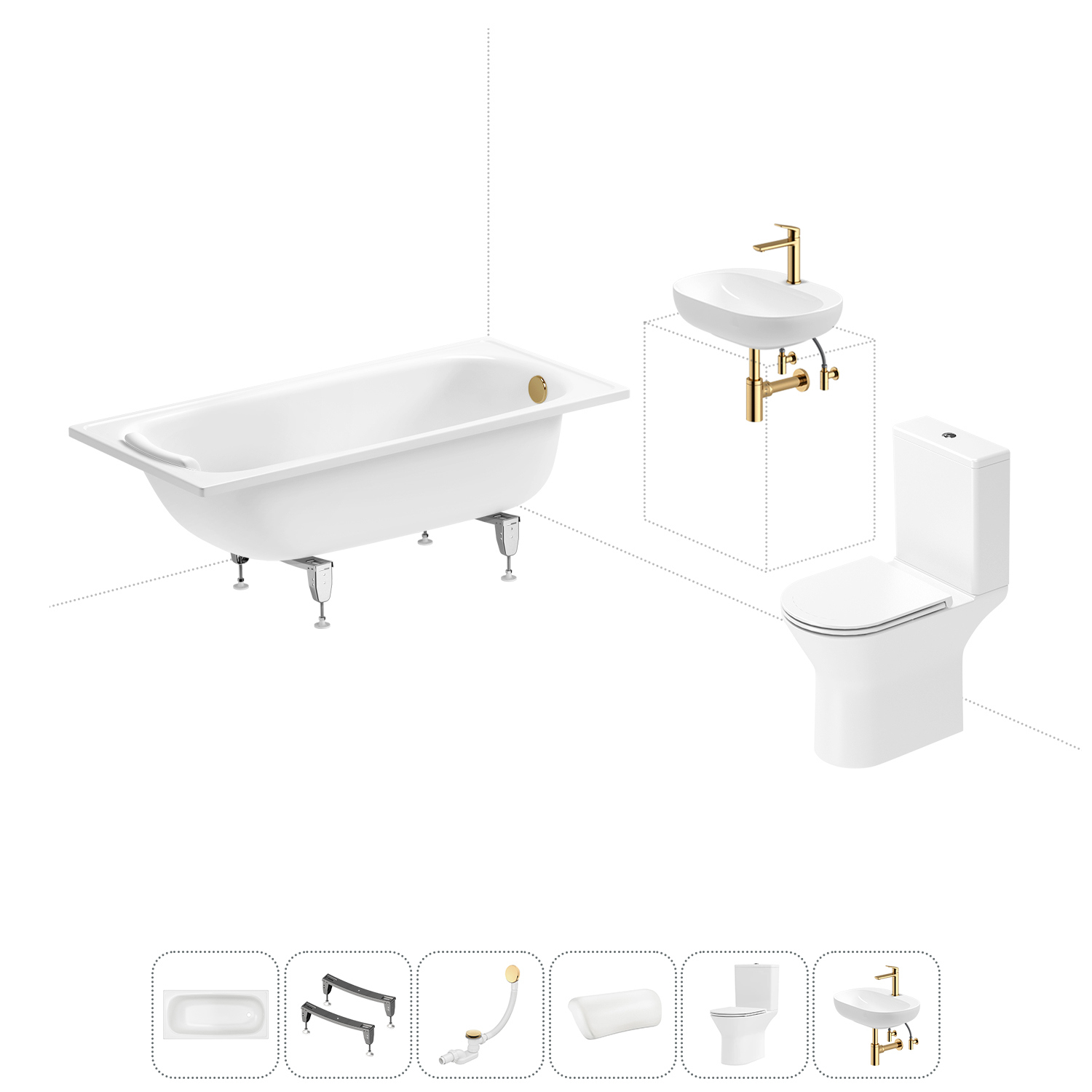 Изображение товара Комплект для ванной комнаты ванна, унитаз и раковина SANITANA BLB Europa и Wellsee