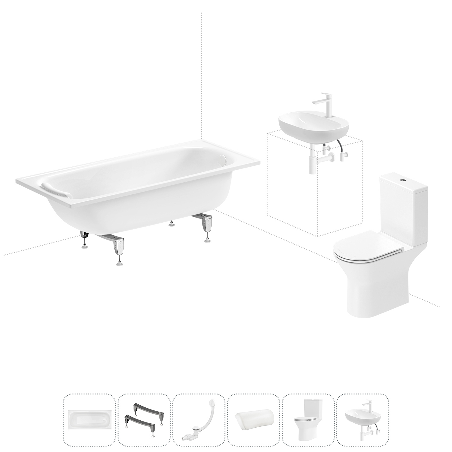 Изображение товара Комплект для ванны, унитаза и раковины Sanitana BLB Europa, Lavinia Boho, Wellsee