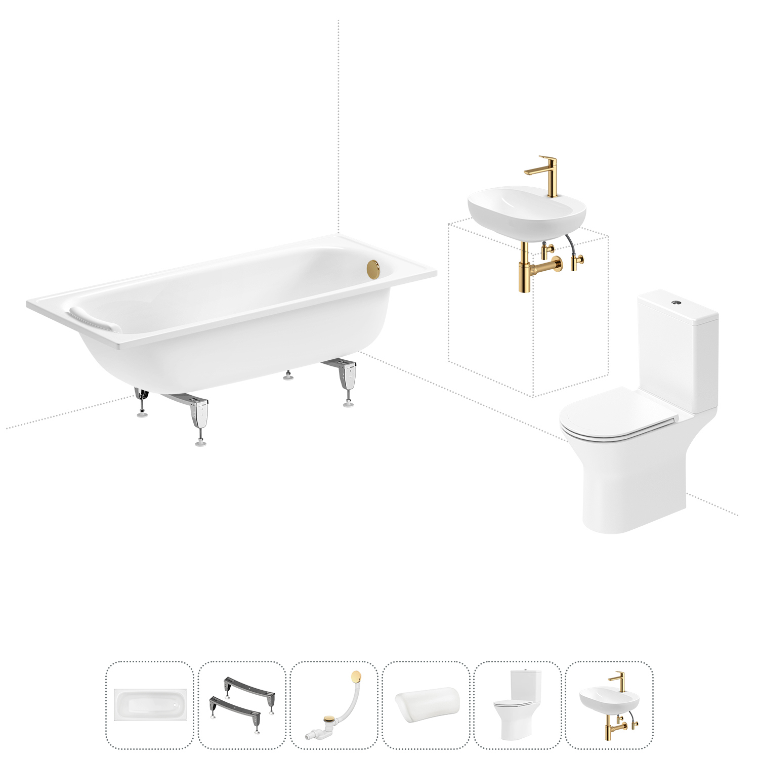 Изображение товара Ванна SANITANA BLB Europa 160x70 см с комплектом унитаза и раковиной