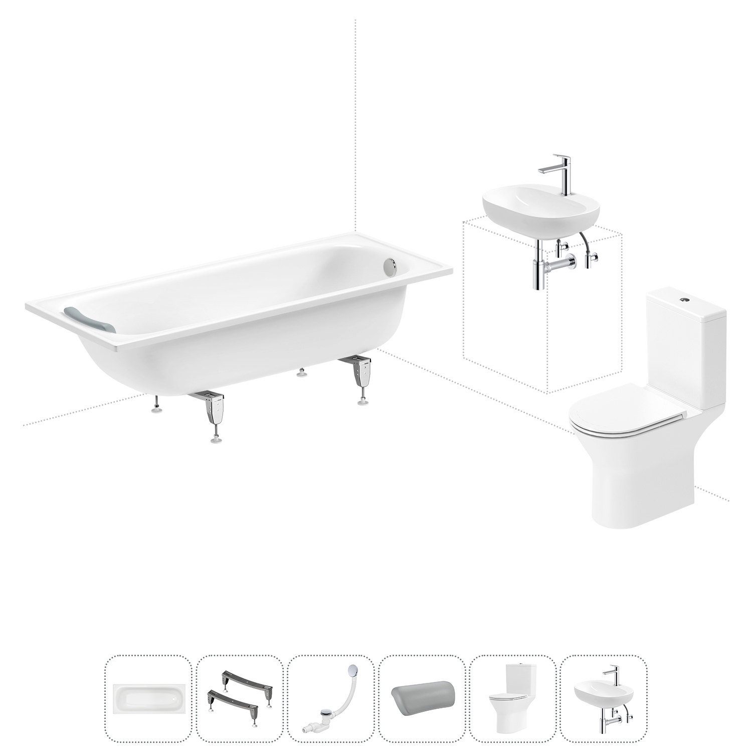 Изображение товара Комплект для ванной комнаты с ванной, унитазом и раковиной SANITANA BLB Europa