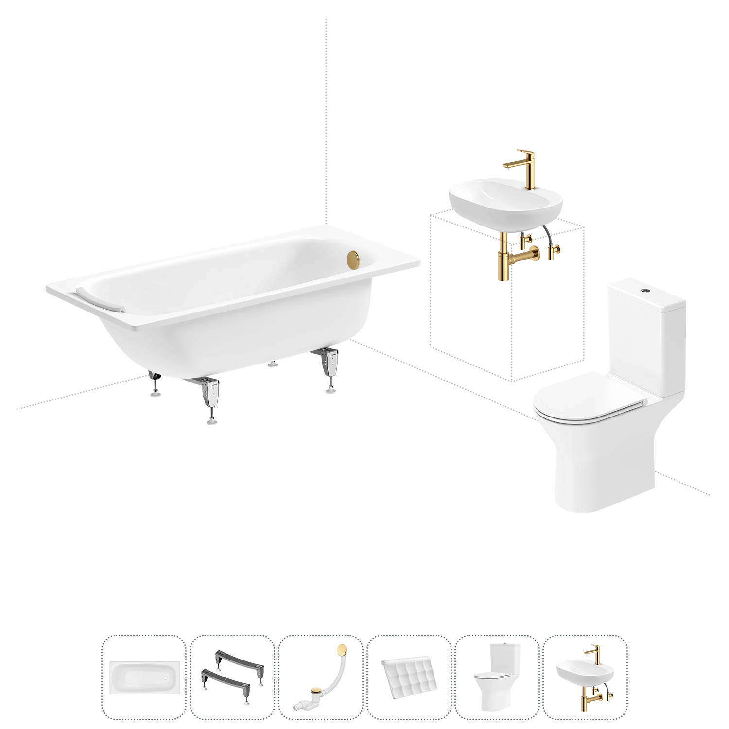 Изображение товара Комплект для ванной SANITANA BLB Universal 150x70см с унитазом и раковиной