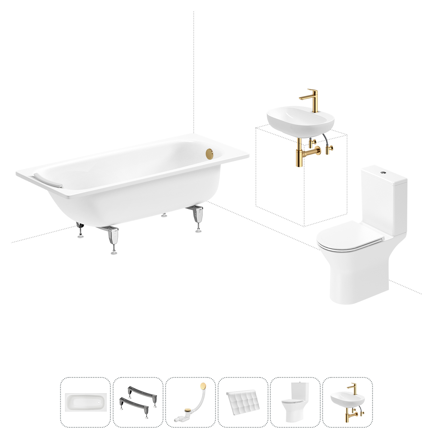 Изображение товара Стальная прямоугольная ванна SANITANA BLB Universal 160 см с комплектом аксессуаров