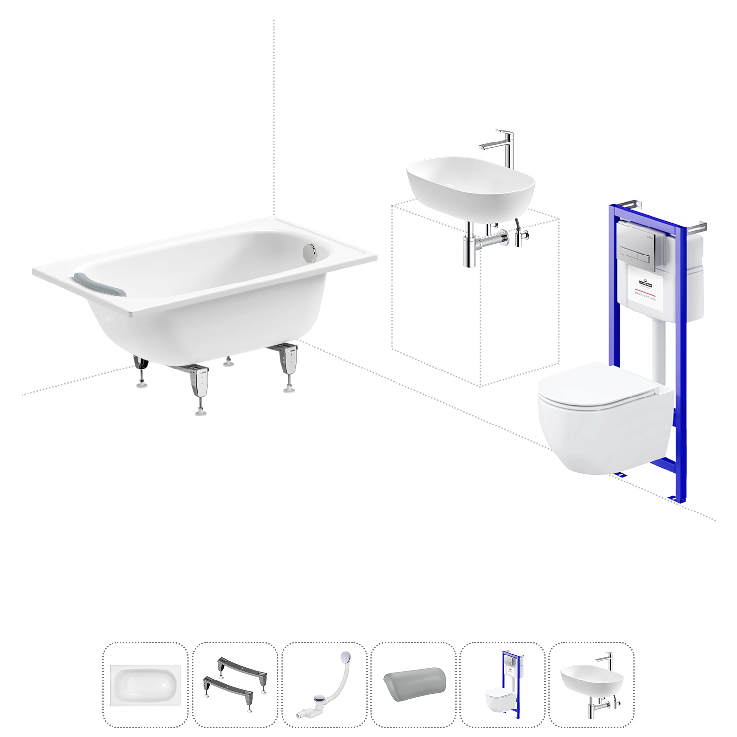 Изображение товара Ванна SANITANA BLB Europa 120x70 см сталь с эмалью комплект