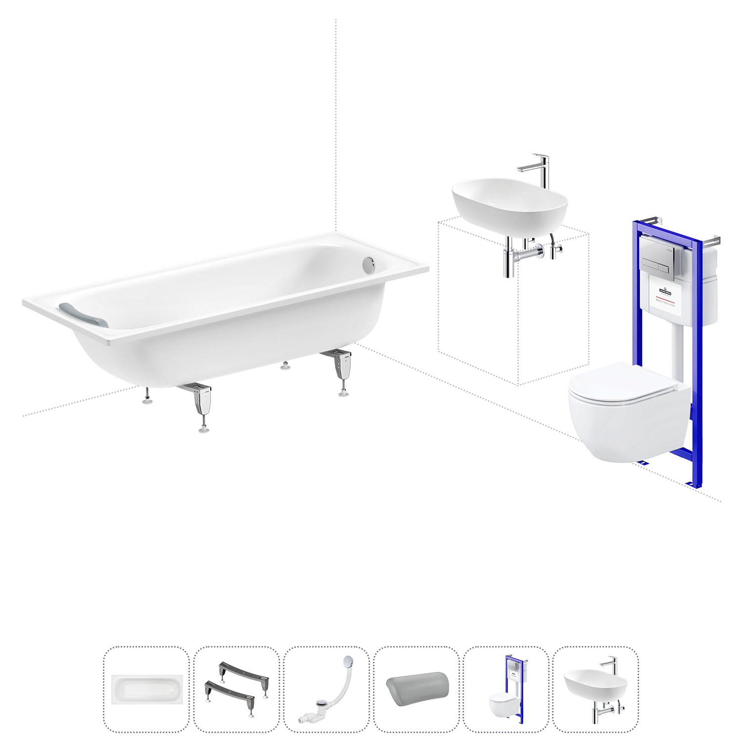 Изображение товара Ванна Sanitana BLB Europa 170x75 см сталь с комплектом и унитазом