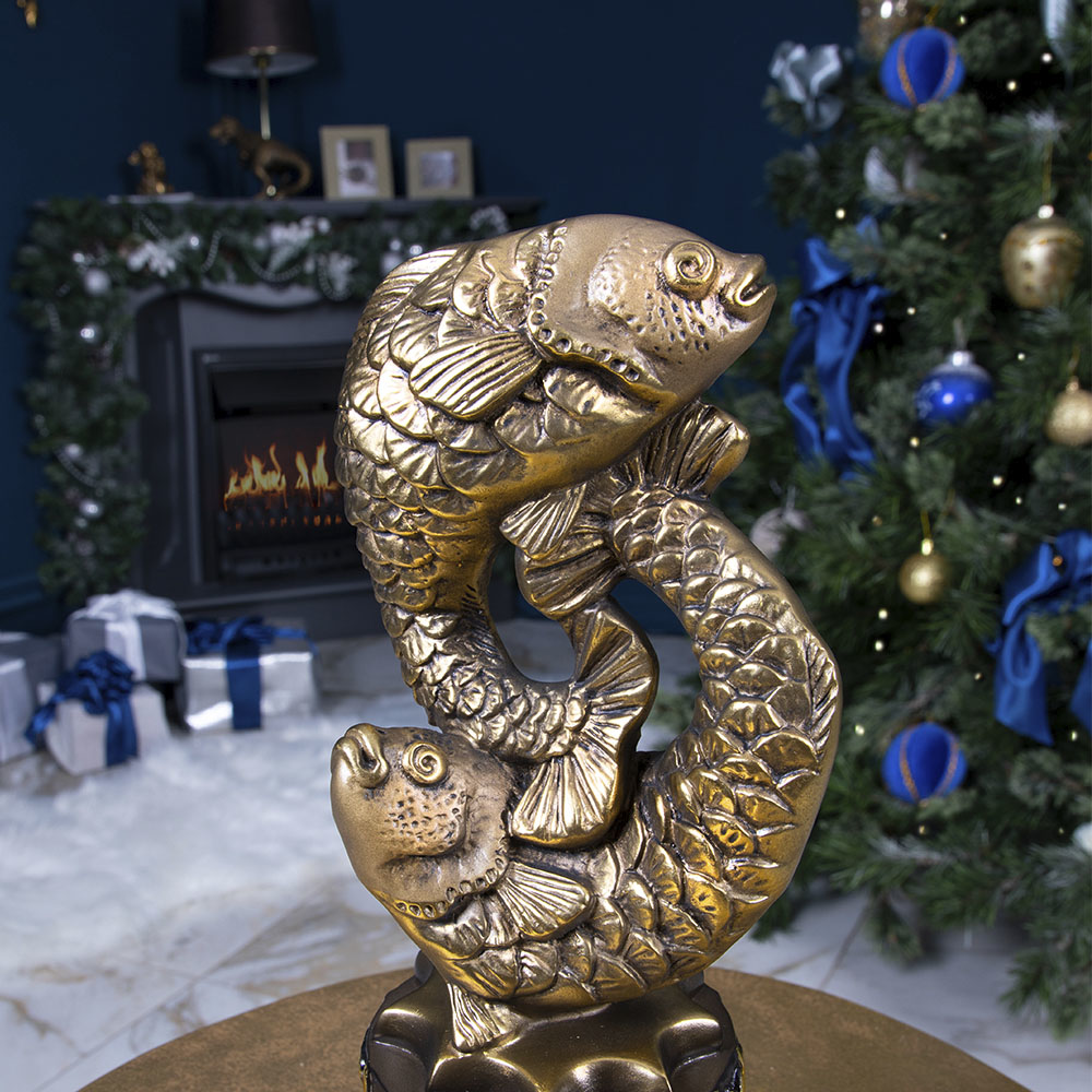 Изображение товара Статуэтка из мрамора Bogacho Знак Зодиака Рыбы бронзовая