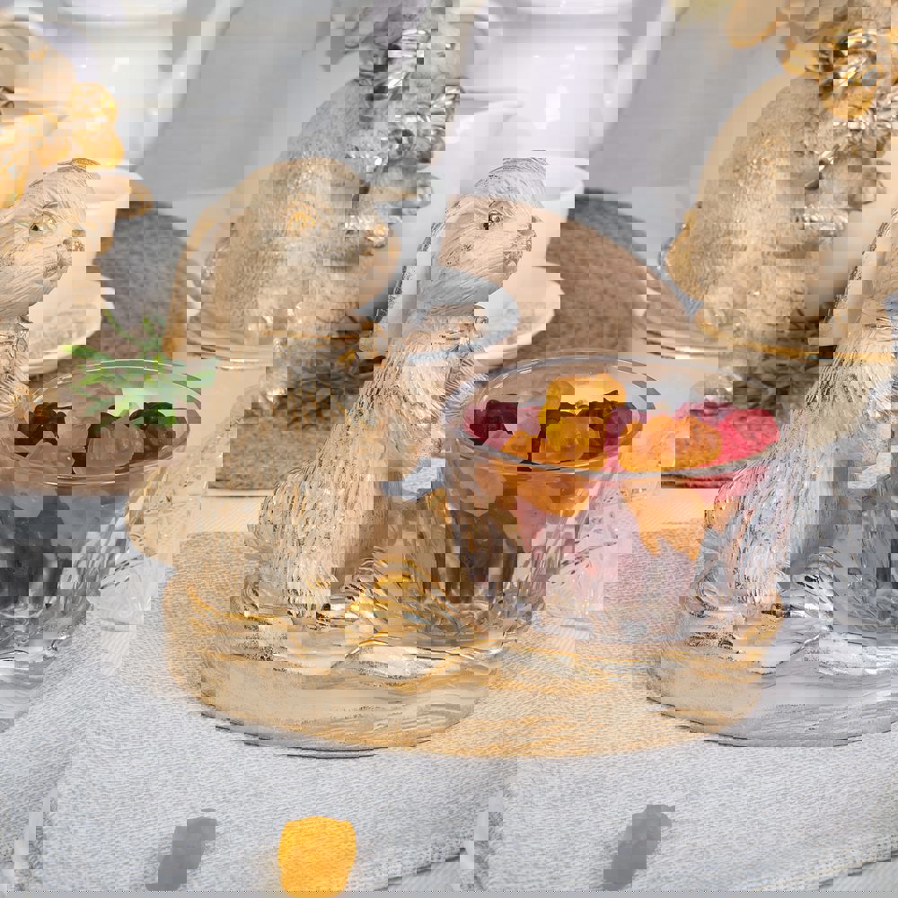 Изображение товара Фруктовница Bogacho Кролик Эйприл из литьевого мрамора бежевый 18.50x9.50 см