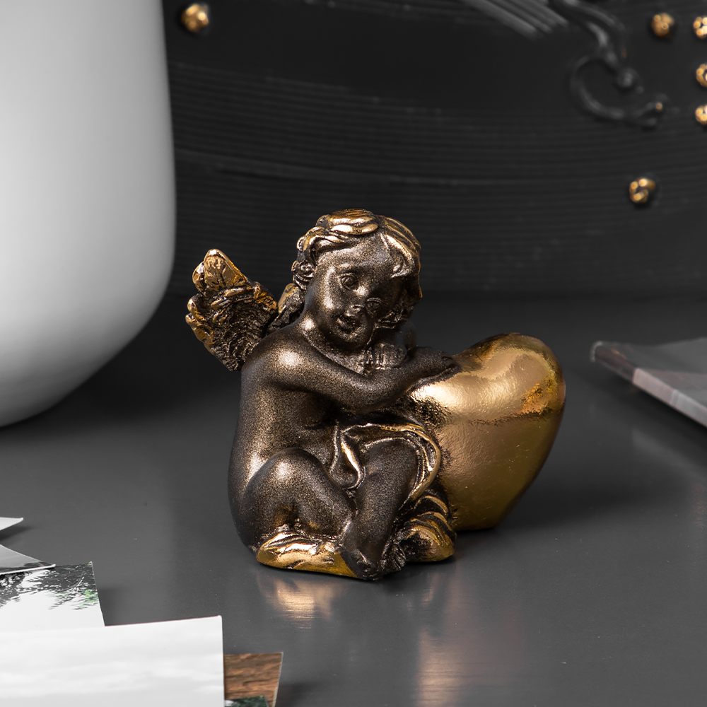 Изображение товара Статуэтка из мрамора Bogacho Ангел Ин Лав бронзового цвета