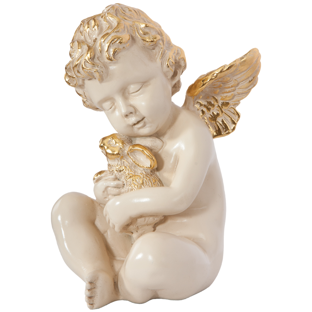 Изображение товара Статуэтка Bogacho Ангел с кроликом кремовый