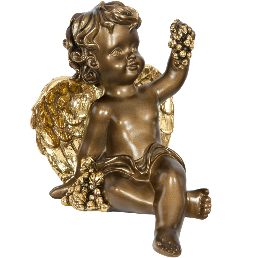 Изображение товара Статуэтка Bogacho Ангел с виноградом бронзовый, 16 см