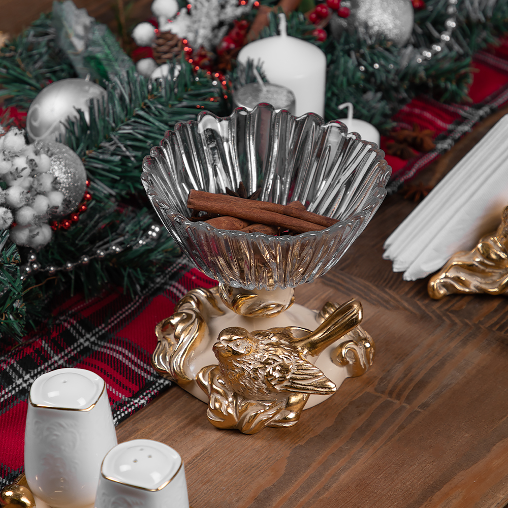 Изображение товара Фруктовница BOGACHO Терра мрамор цвет кремовый 52087/кремовый