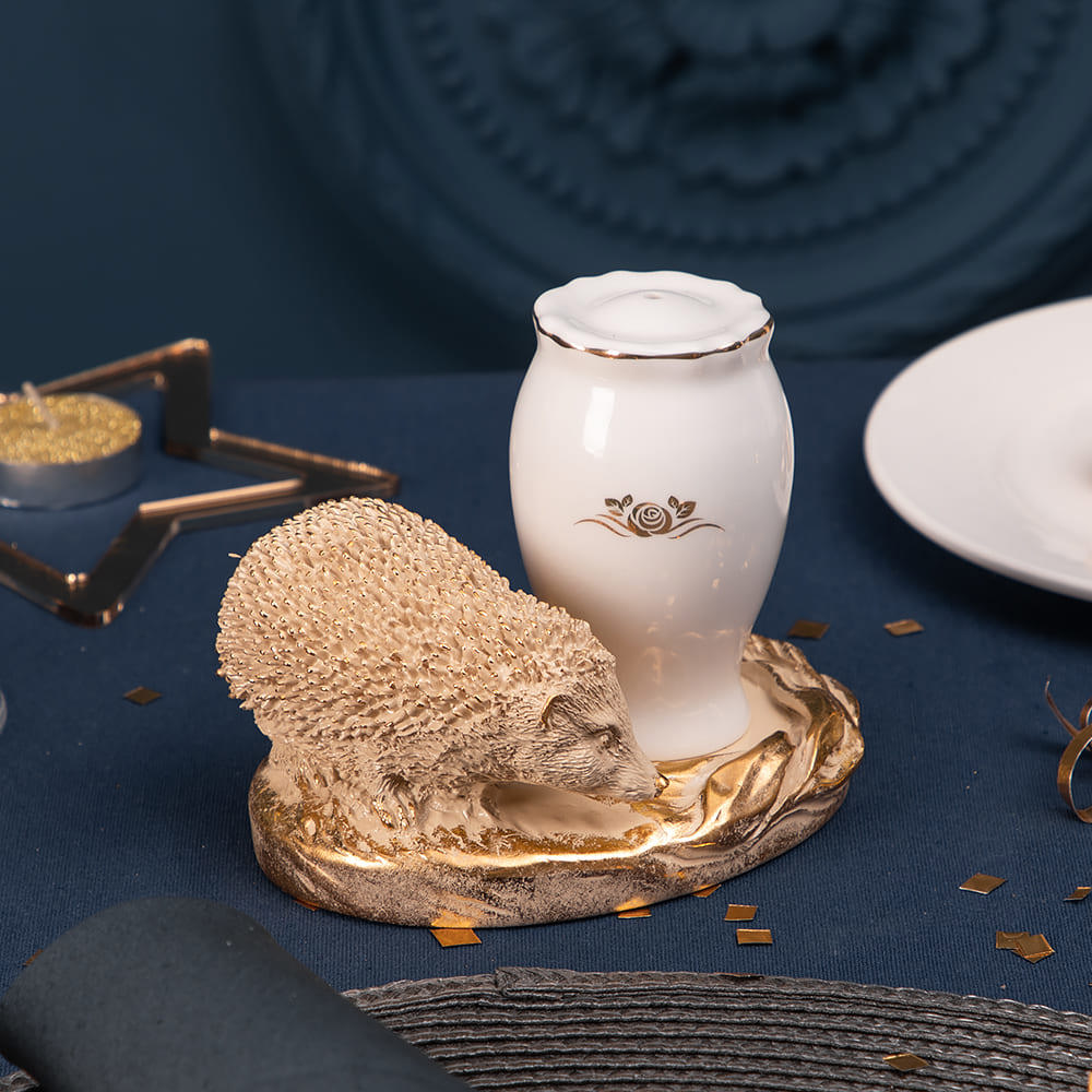 Изображение товара Емкость для специй Bogacho Ежик Барб литьевой мрамор цвет светло-бежевый