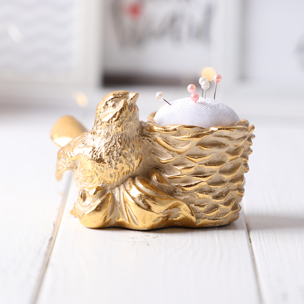 Изображение товара Статуэтка из мрамора Bogacho игольница Птичка Терра кремовая