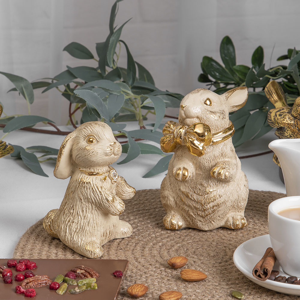 Изображение товара Статуэтка Bogacho Кролик Эйприл кремовая — ручная работа