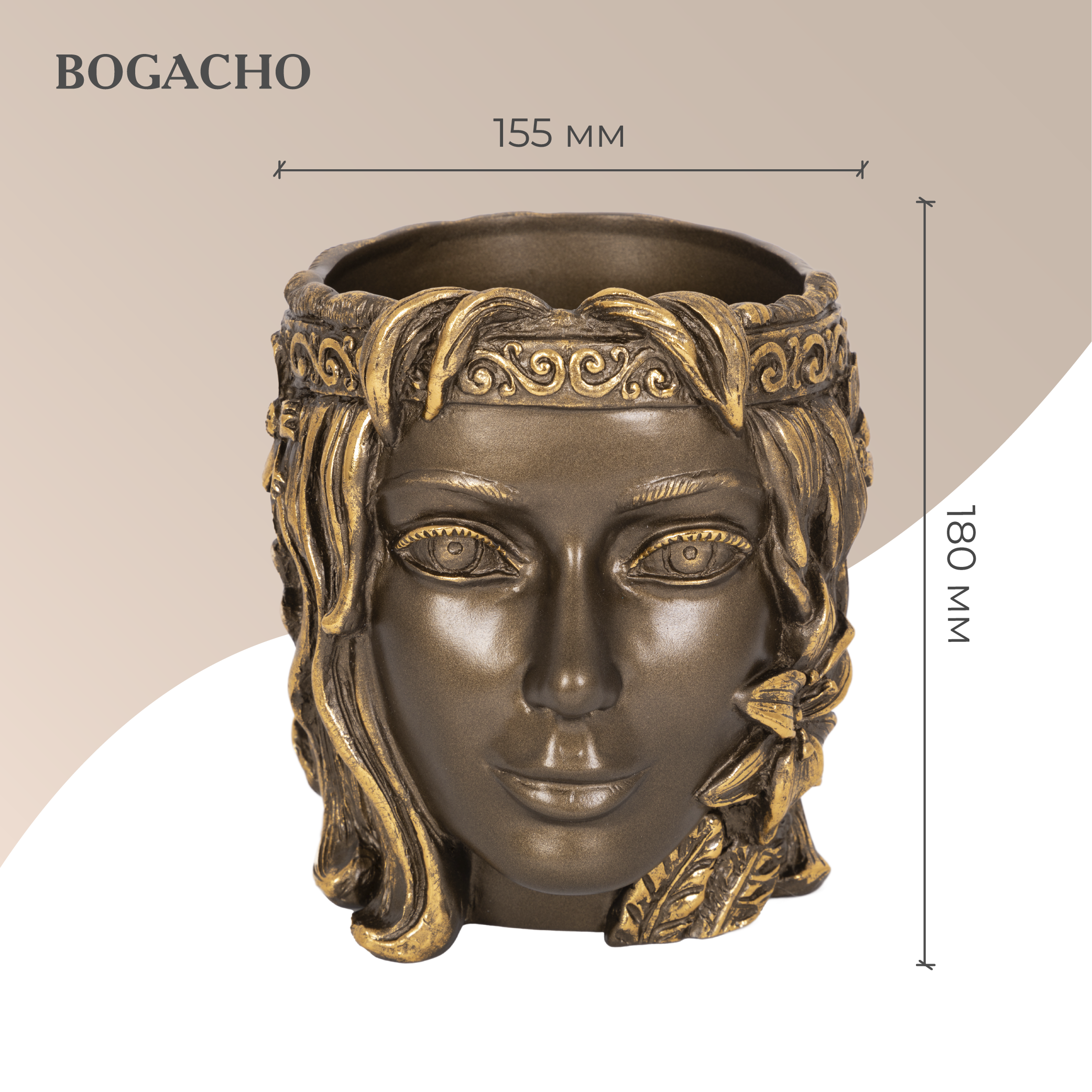 Изображение товара Декоративное кашпо-произведение искусства Девушка Ведана, бронзовый