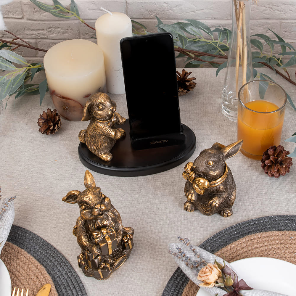 Изображение товара Статуэтка Bogacho Кролик Льюис из мрамора коричневый