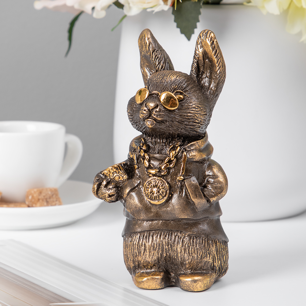 Изображение товара Статуэтка Bogacho Кролик Рич из мрамора коричневый