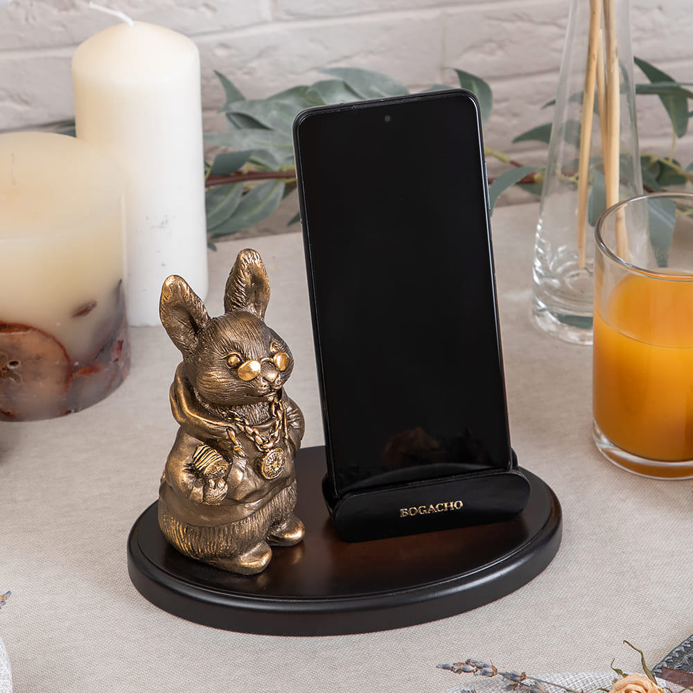 Изображение товара Bogacho Кролик Рич с держателем для телефона, бронзовый