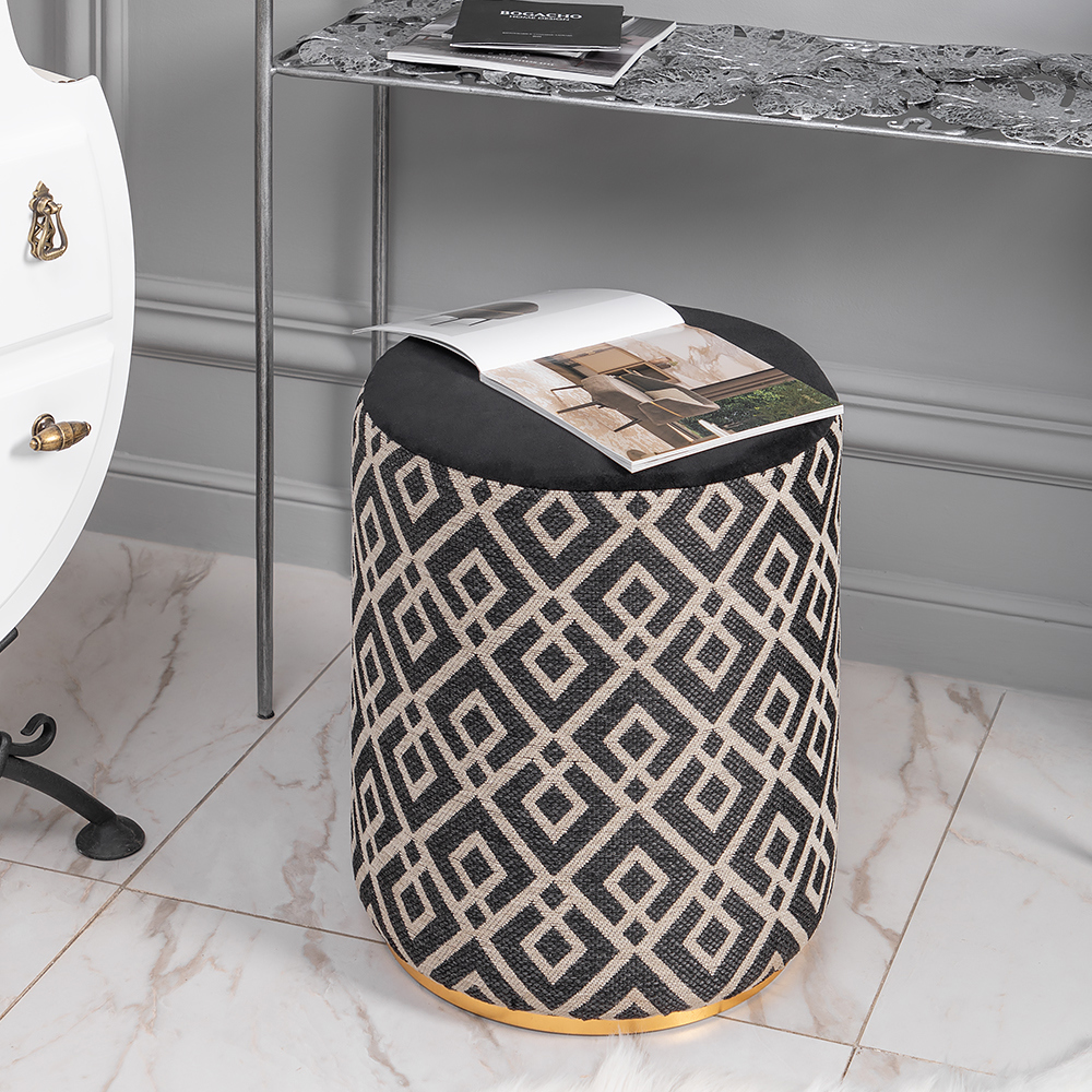 Изображение товара Банкетка Bogacho 42x38 см цвет черный/коричневый 14086/чёрный/золотистый