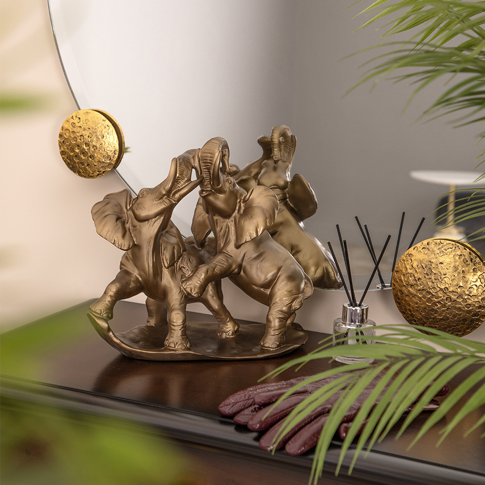 Изображение товара Статуэтка из мрамора Bogacho Играющие слоны бронзовая