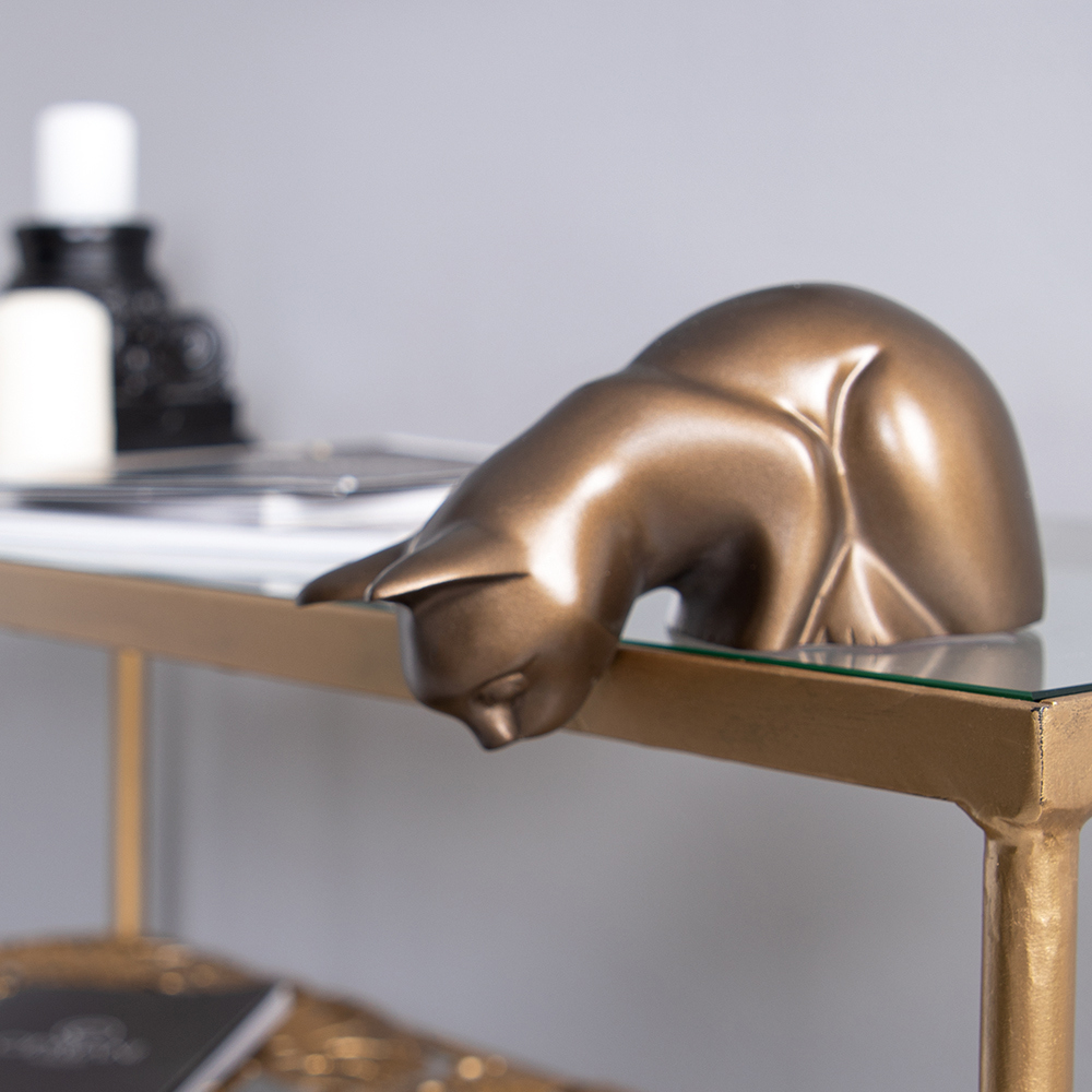 Изображение товара Статуэтка из мрамора Bogacho Кошка на полку бронзовая