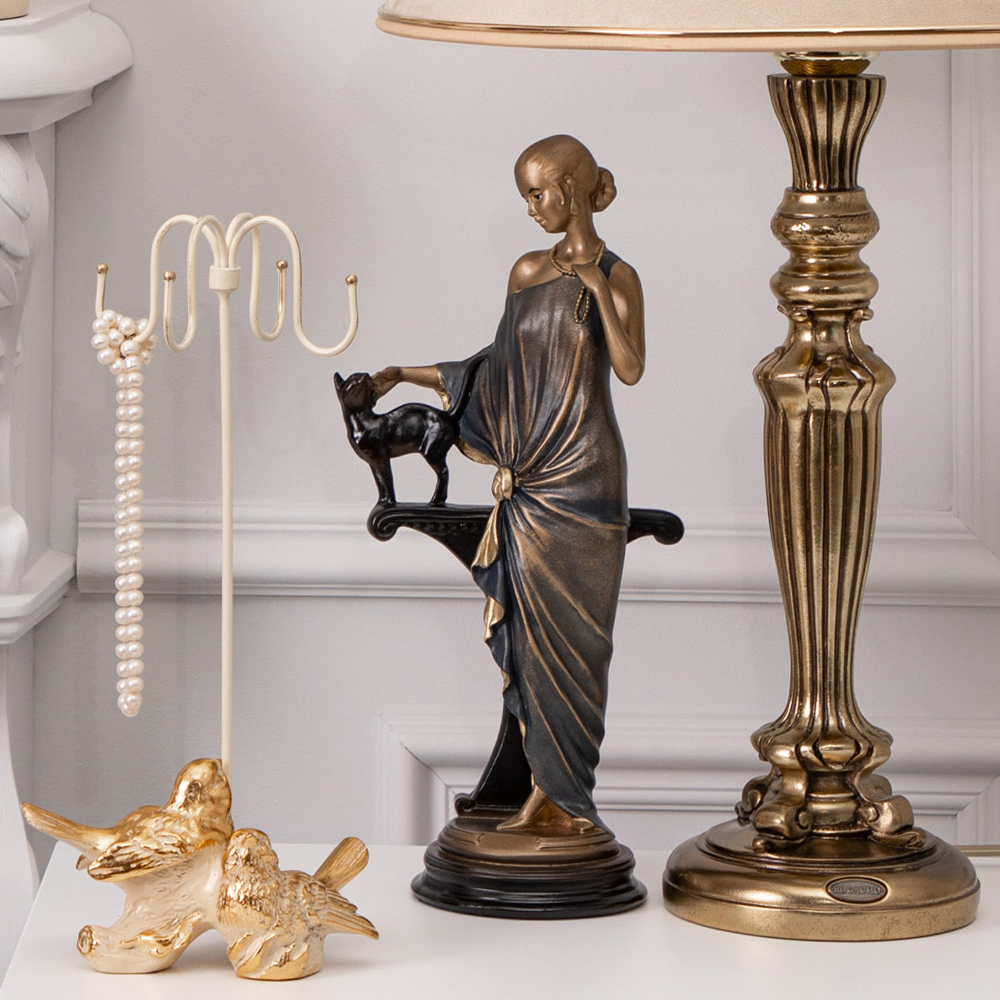 Изображение товара Статуэтка из мрамора Bogacho Девушка с кошкой