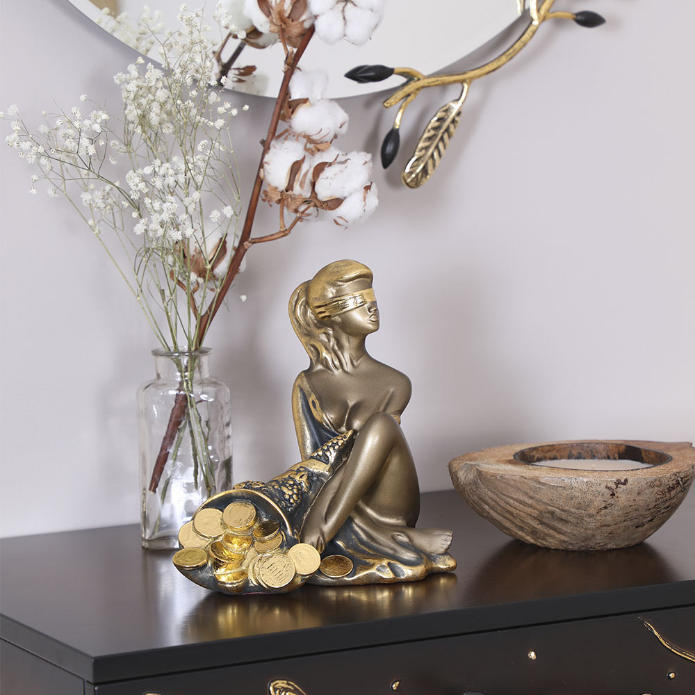 Изображение товара Статуэтка БОГАЧО Девушка Фортуна 21 см — мрамор и бронза