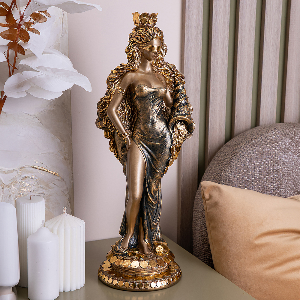 Изображение товара Статуэтка из мрамора Bogacho Девушка Фортуна 6 бронзовая высота 50 см