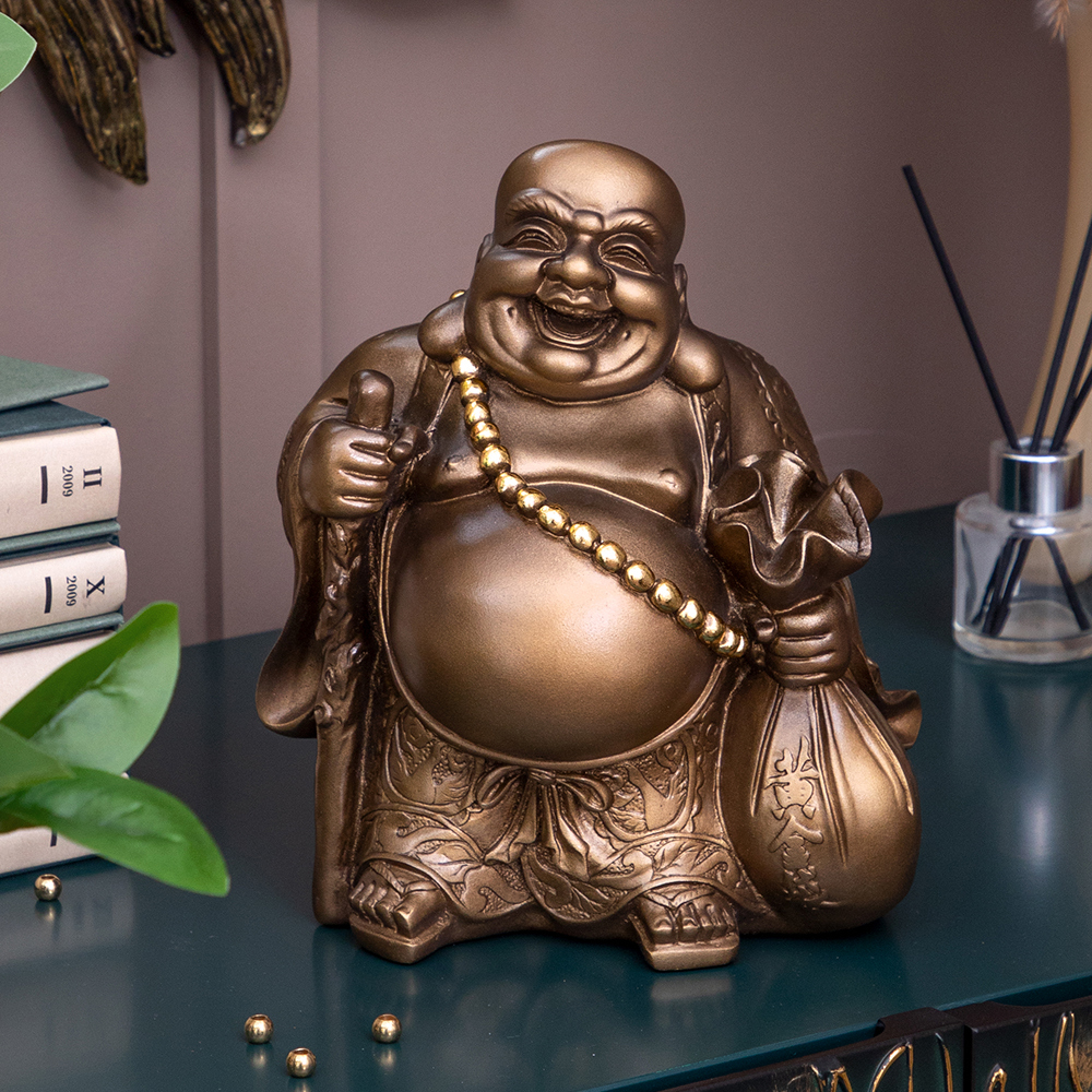 Изображение товара Статуэтка из мрамора Bogacho Хотей - бог богатства, веселья и счастья бронзовая