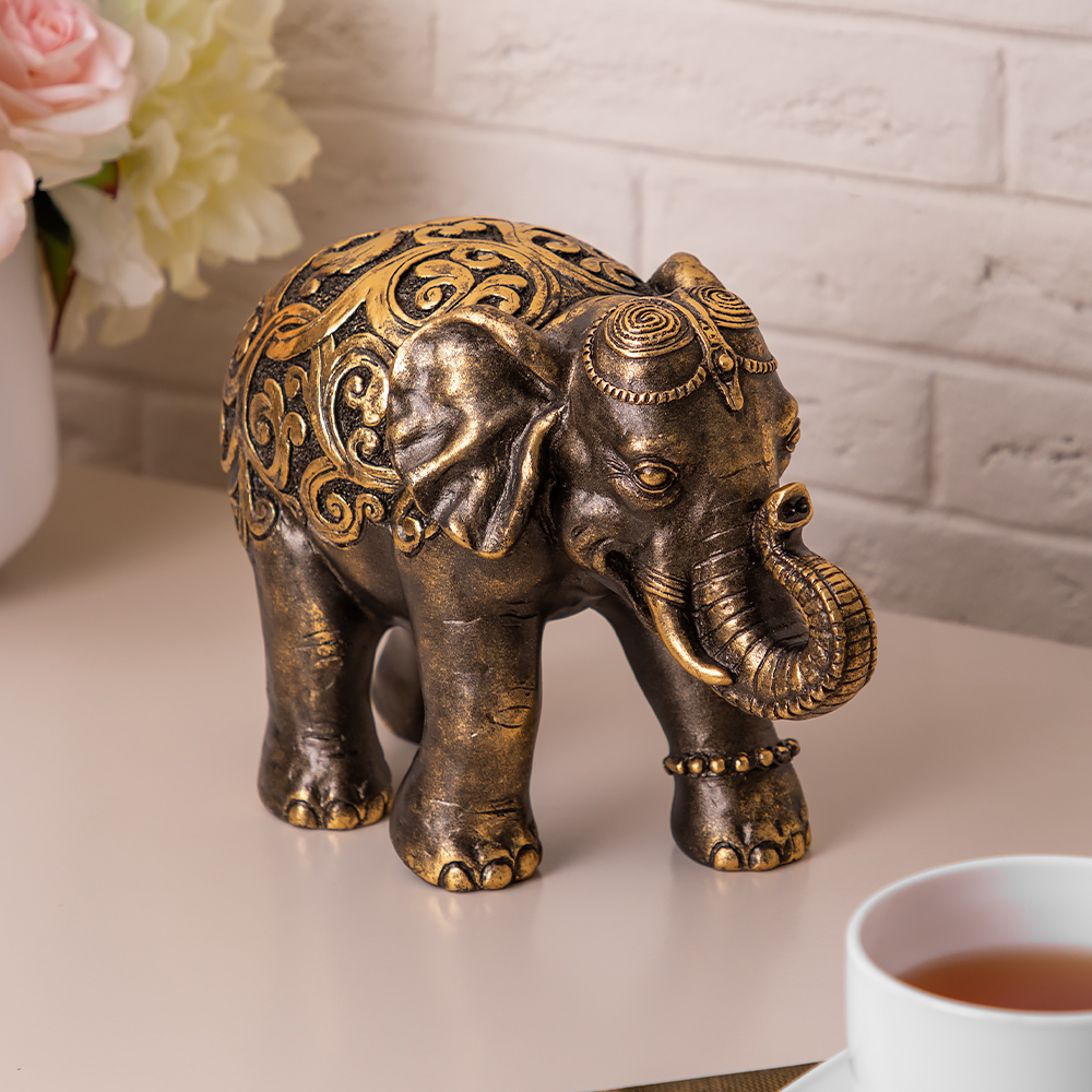 Изображение товара Статуэтка из мрамора Bogacho Слон Дели бронзового цвета