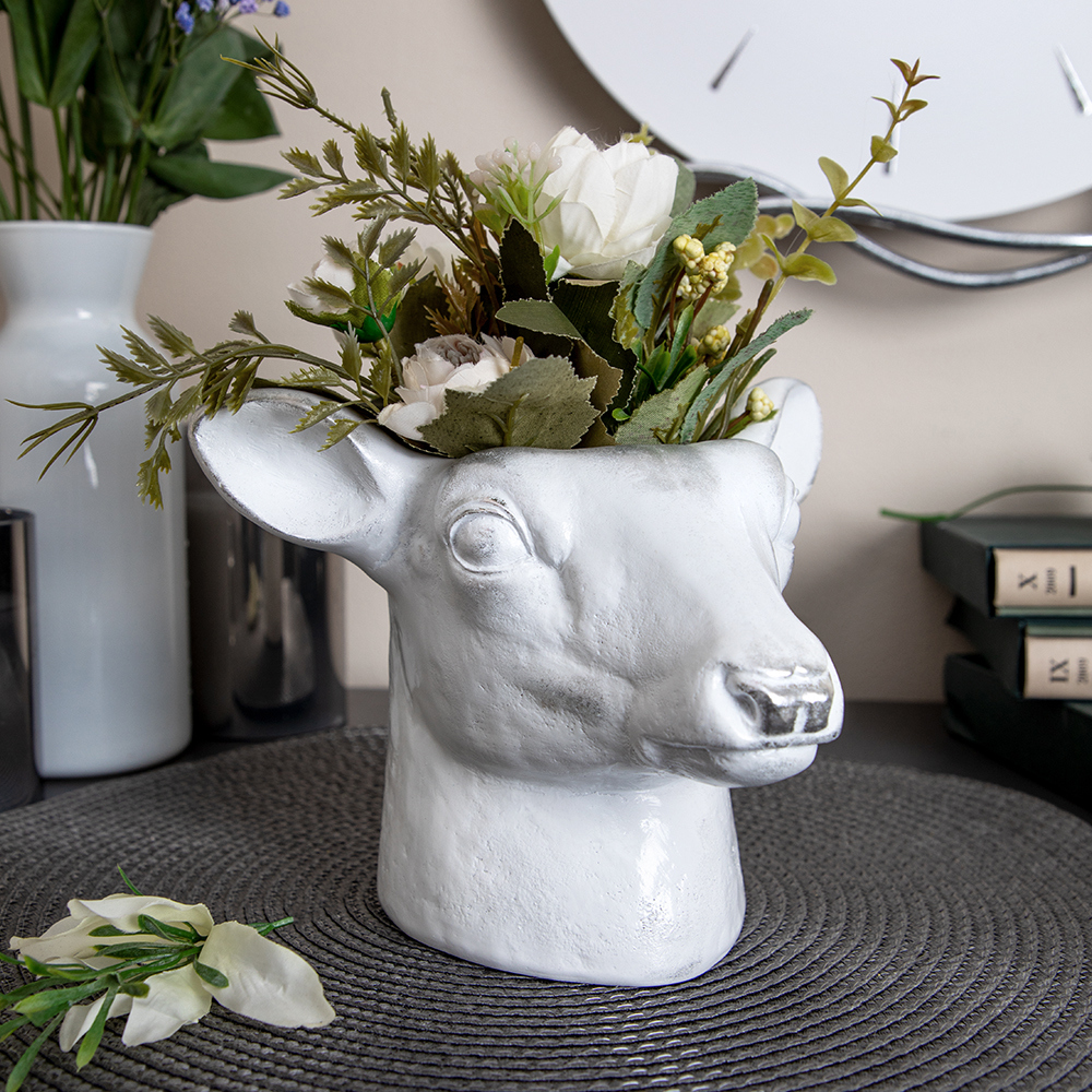 Изображение товара Декор для дома ваза голова кашпо для цветов Олень Эклер белый
