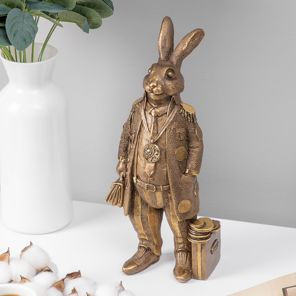 Изображение товара Декоративная фигура Bogacho Кролик Роджер из мрамора коричневый