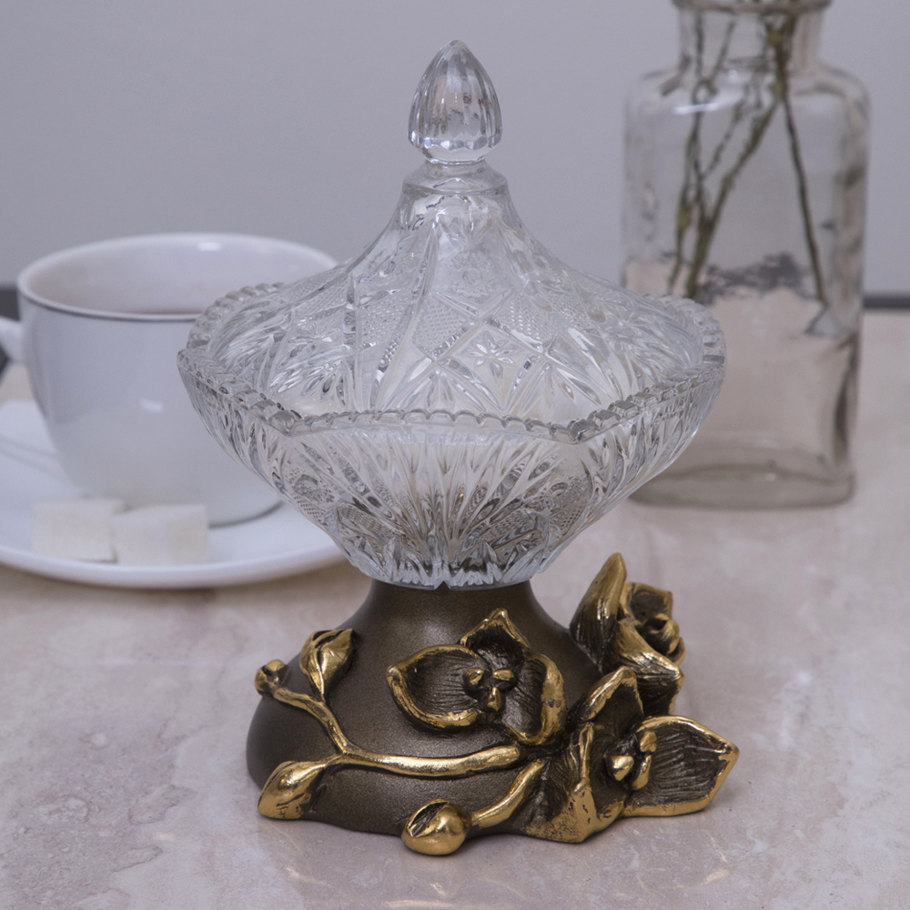 Изображение товара Сахарница 0.75 л BOGACHO Орхидея мрамор цвет бронза