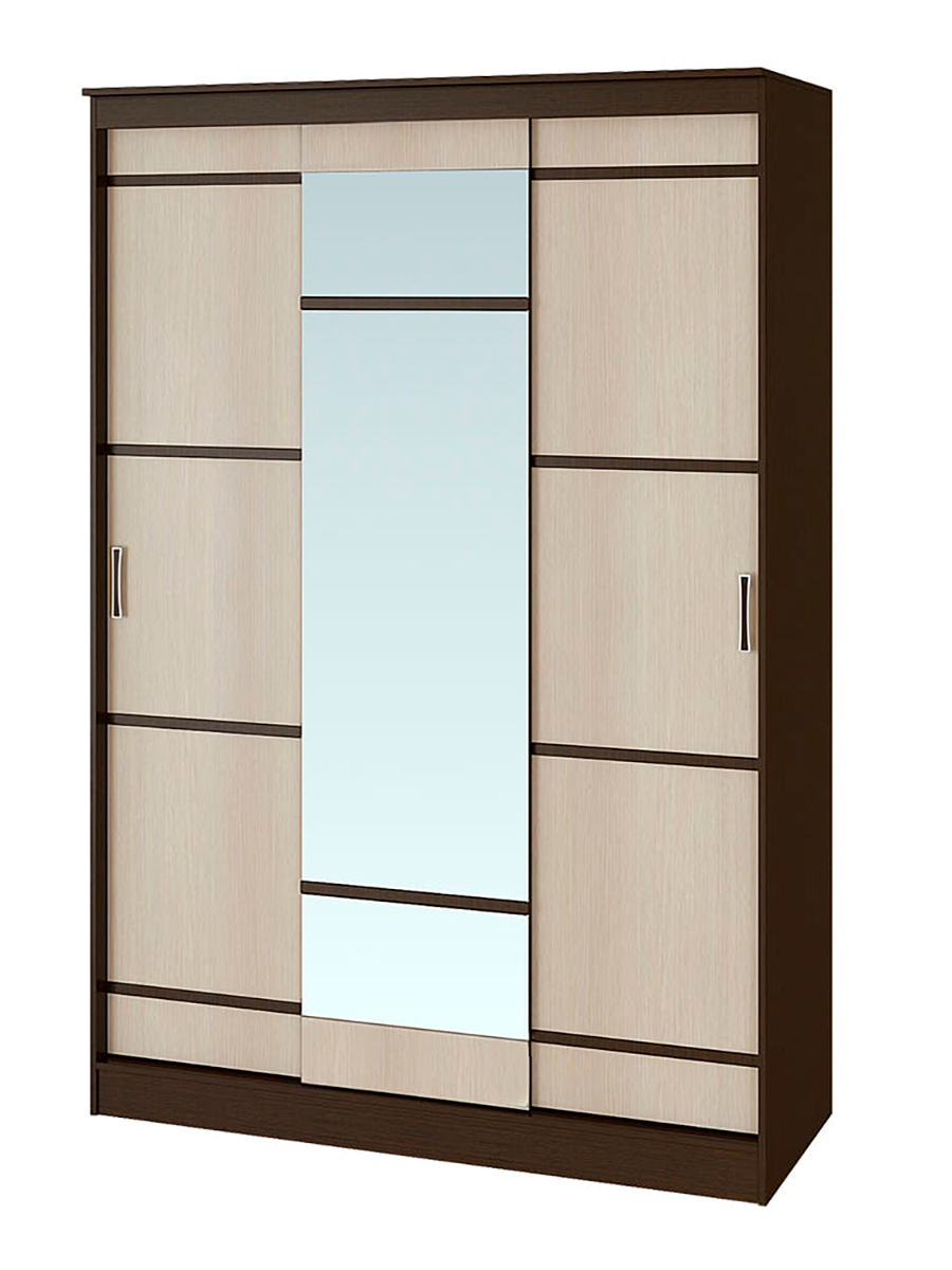 Изображение товара Шкаф-купе BTS 221.6x150х61 см с зеркалом и пятью полками венге лоредо