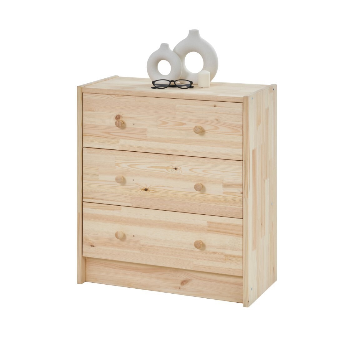 Изображение товара Комод Лузалес Рытыв 3 ящика 62.6х30х69.7 см массив сосны цвет без отделки