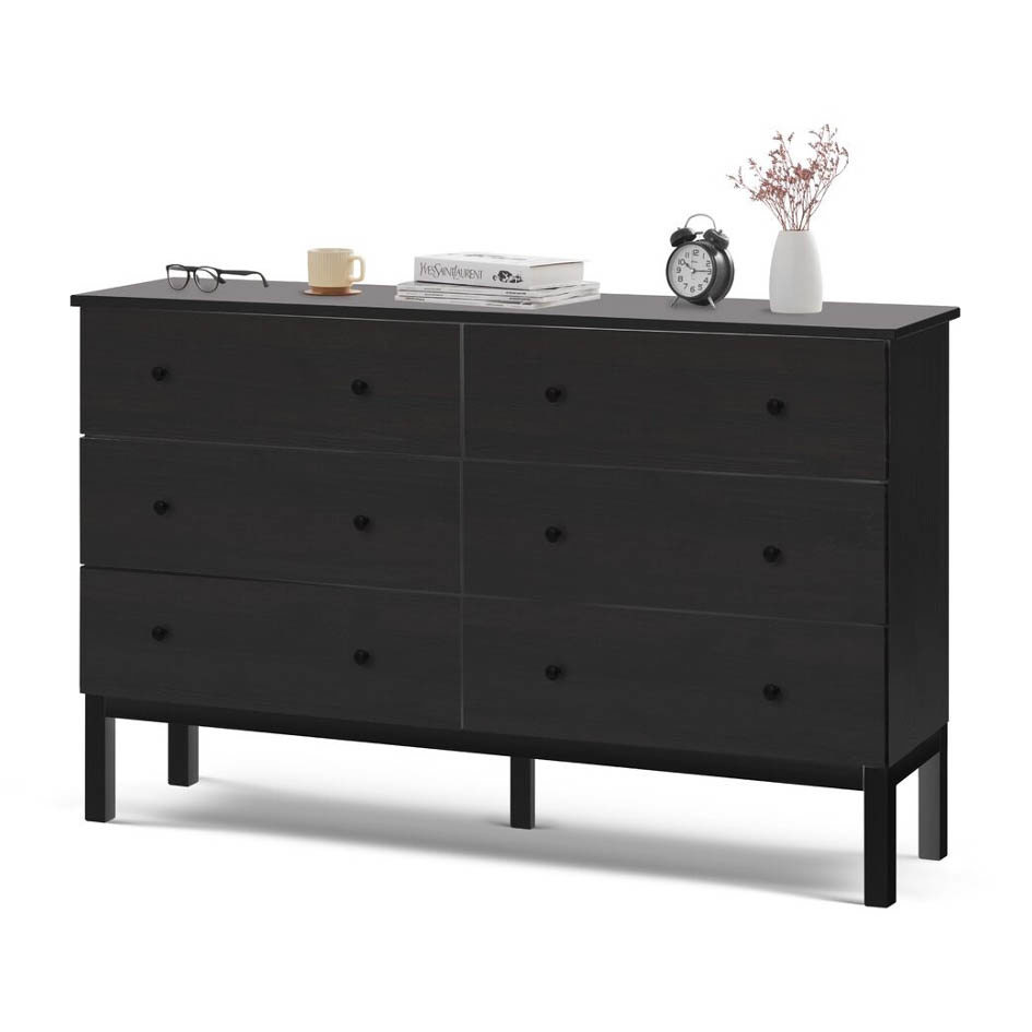 Изображение товара Комод Лузалес Тирана 6 ящиков черный 155х39х95 см