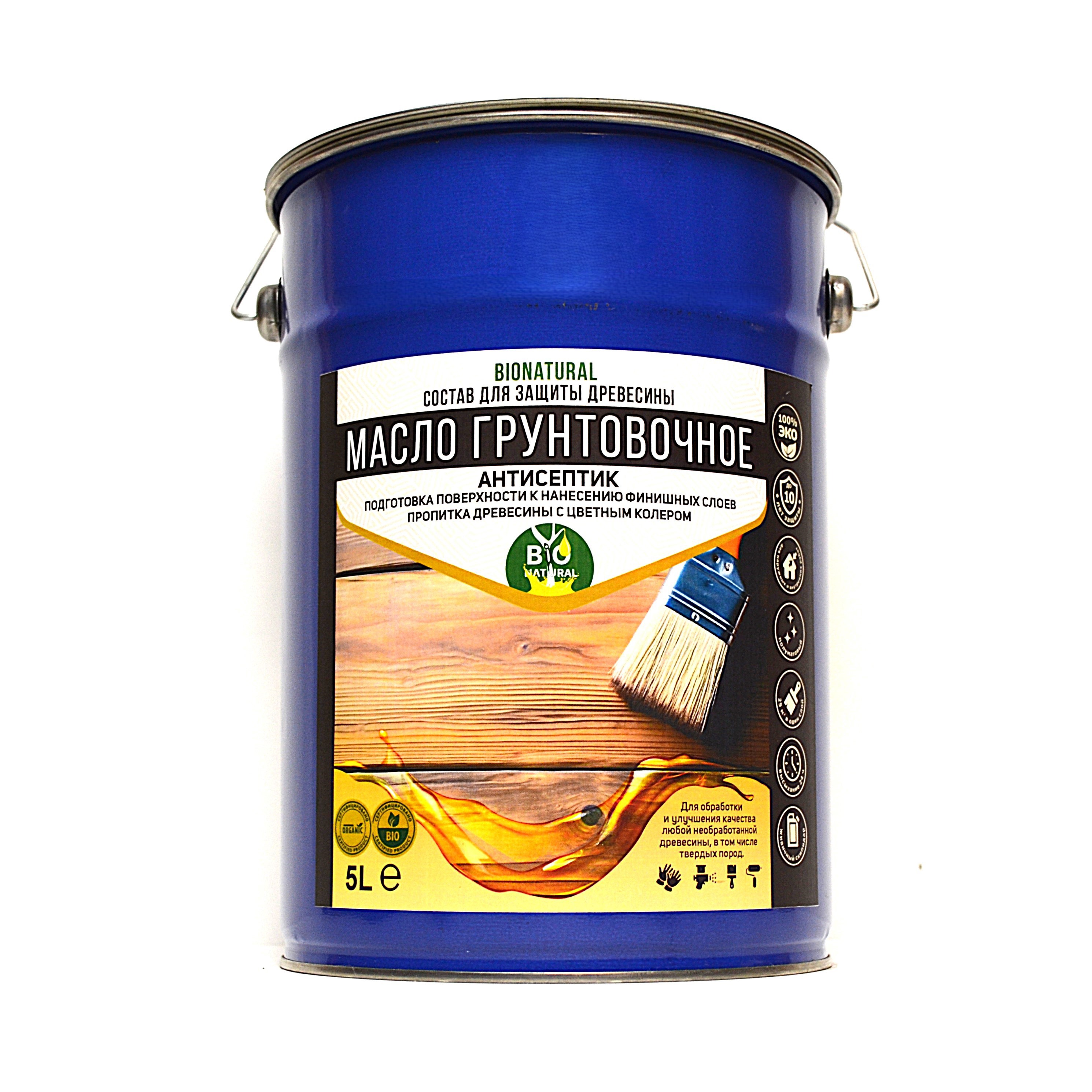 Изображение товара Защитное масло Bionatural грунтовочное с антисептиком 5л